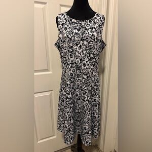 Talbots Black and White Sleeveless A-line Midi Dress